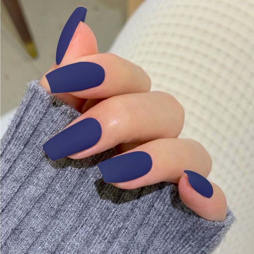 Navy Matte Midi Coffin ⭐️ 24 Piece Nail Set